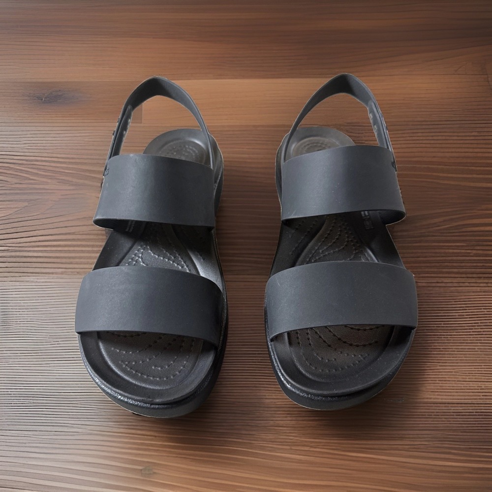 Crocs LiteRide Brooklyn Low Wedges Platform Sandals BLACK US Size Women's 7